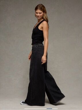 AE Wide Leg Baggy A-Line Fit Black Jeans